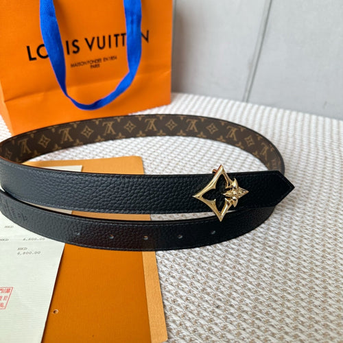 Louis Vuitton FLOWERGRAM 30MM REVERSIBLE BELT IN BLACK CALFSKIN GOLD HARDWARE