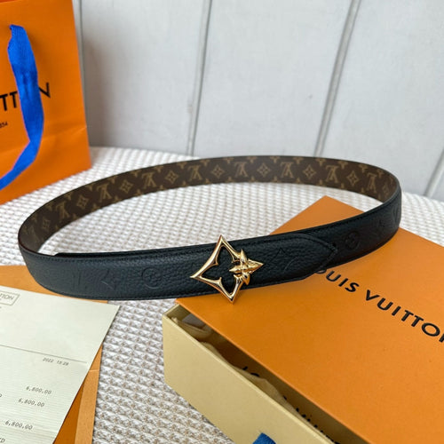Louis Vuitton FLOWERGRAM 30MM REVERSIBLE BELT IN BLACK EMBOSSED CALFSKIN GOLD HARDWARE