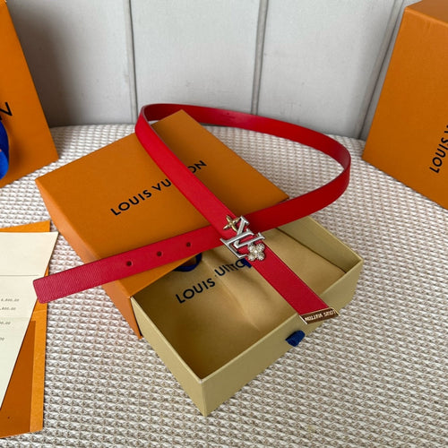 Louis Vuitton GRAM 20 MM REVERSIBLE BELT CHERRY RED CALFSKIN SILVER HARDWARE