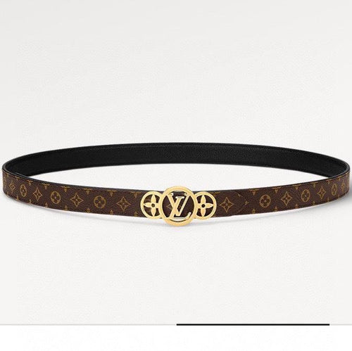 Louis Vuitton S-LOCK BELT 20 MM TAUPE BROWN MONOGRAM AND BLACK CALFSKIN GOLD HARDWARE