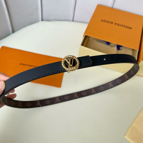 Louis Vuitton Circle Nautical 20mm Reversible Square End Tip Belt Gold Buckle Navy Blue Brown lambskin