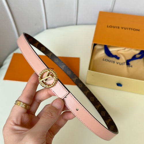 Louis Vuitton Circle Nautical 20mm Reversible Belt Gold Buckle Pink Brown Lambskin