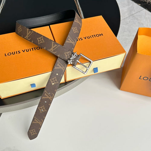 Louis Vuitton BLOOM 30MM BELT IN BROWN MONOGRAM CALFSKIN SILVER HARDWARE