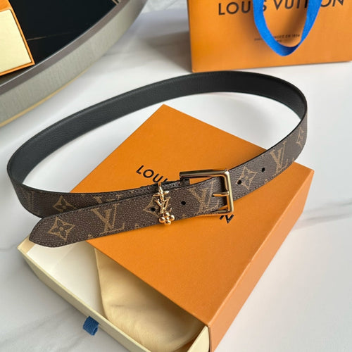 Louis Vuitton BLOOM 30MM BELT IN BROWN MONOGRAM CALFSKIN GOLD HARDWARE