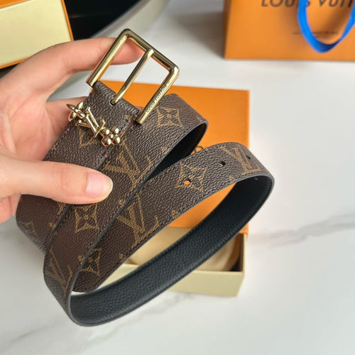 Louis Vuitton Bloom 30mm Belt Gold Buckle Black Brown Leather