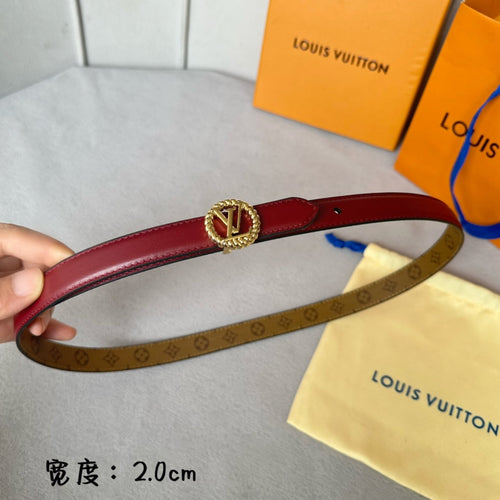 Louis Vuitton S-LOCK BELT 20 MM IN CHERRY RED CALFSKIN AND CIRCLE GOLD HARDWARE