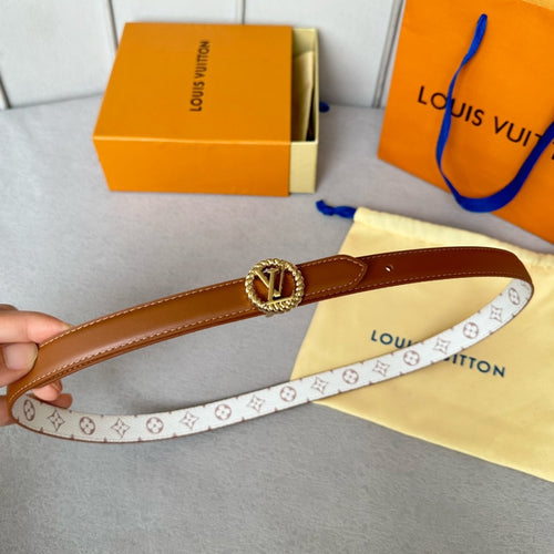 Louis Vuitton S-LOCK BELT 20 MM IN BRONZE BROWN CALFSKIN AND CIRCLE GOLD HARDWARE