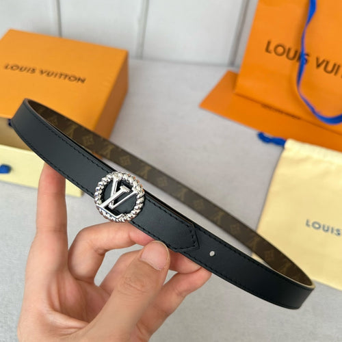 Louis Vuitton S-LOCK BELT 20 MM IN BLACK CALFSKIN AND CIRCLE SILVER HARDWARE