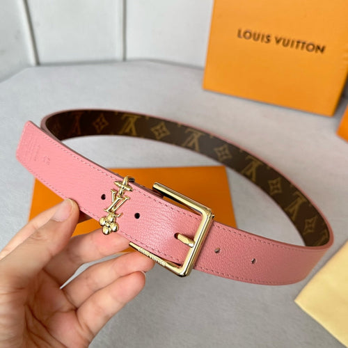 Louis Vuitton BLOOM 30MM BELT IN BLUSH PINK CALFSKIN GOLD HARDWARE