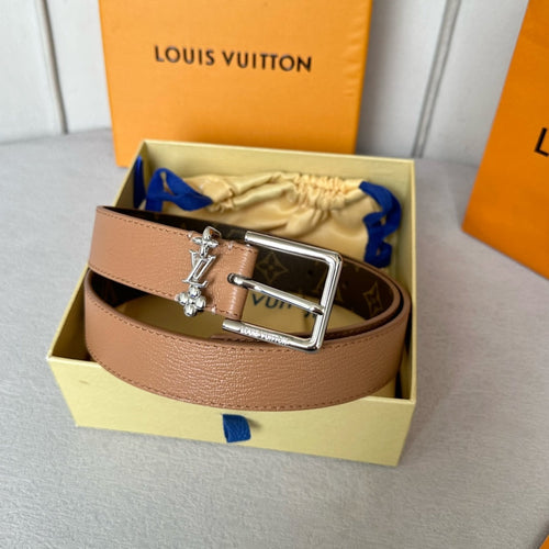 Louis Vuitton BLOOM 30MM BELT IN APRICOT ORANGE CALFSKIN SILVER HARDWARE