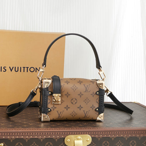 Louis Vuitton SIDE TRUNK MINI 18 IN BROWN MONOGRAM REVERSE CANVAS GOLD HARDWARE