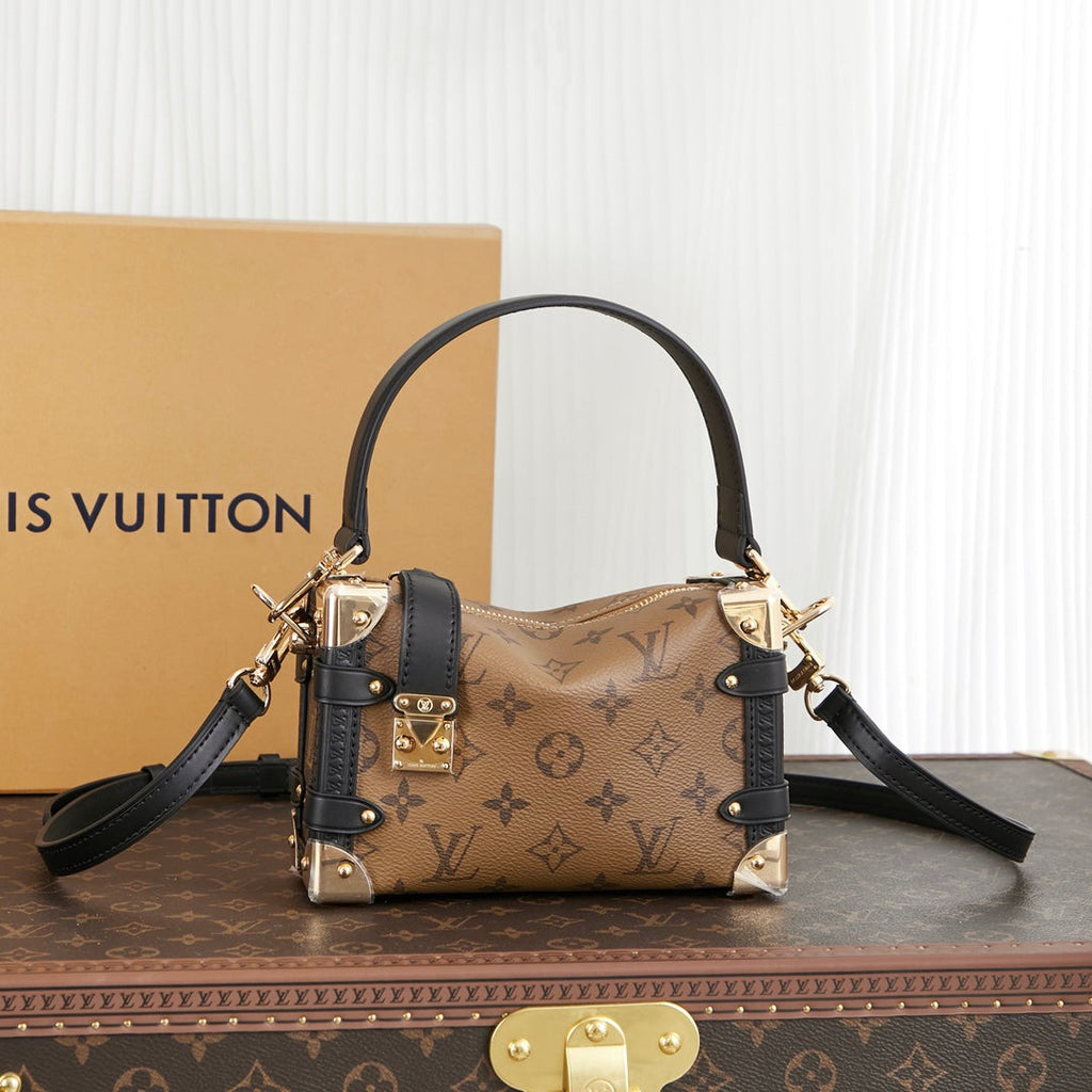 Louis Vuitton SIDE TRUNK MINI 18 IN BROWN MONOGRAM REVERSE CANVAS GOLD HARDWARE