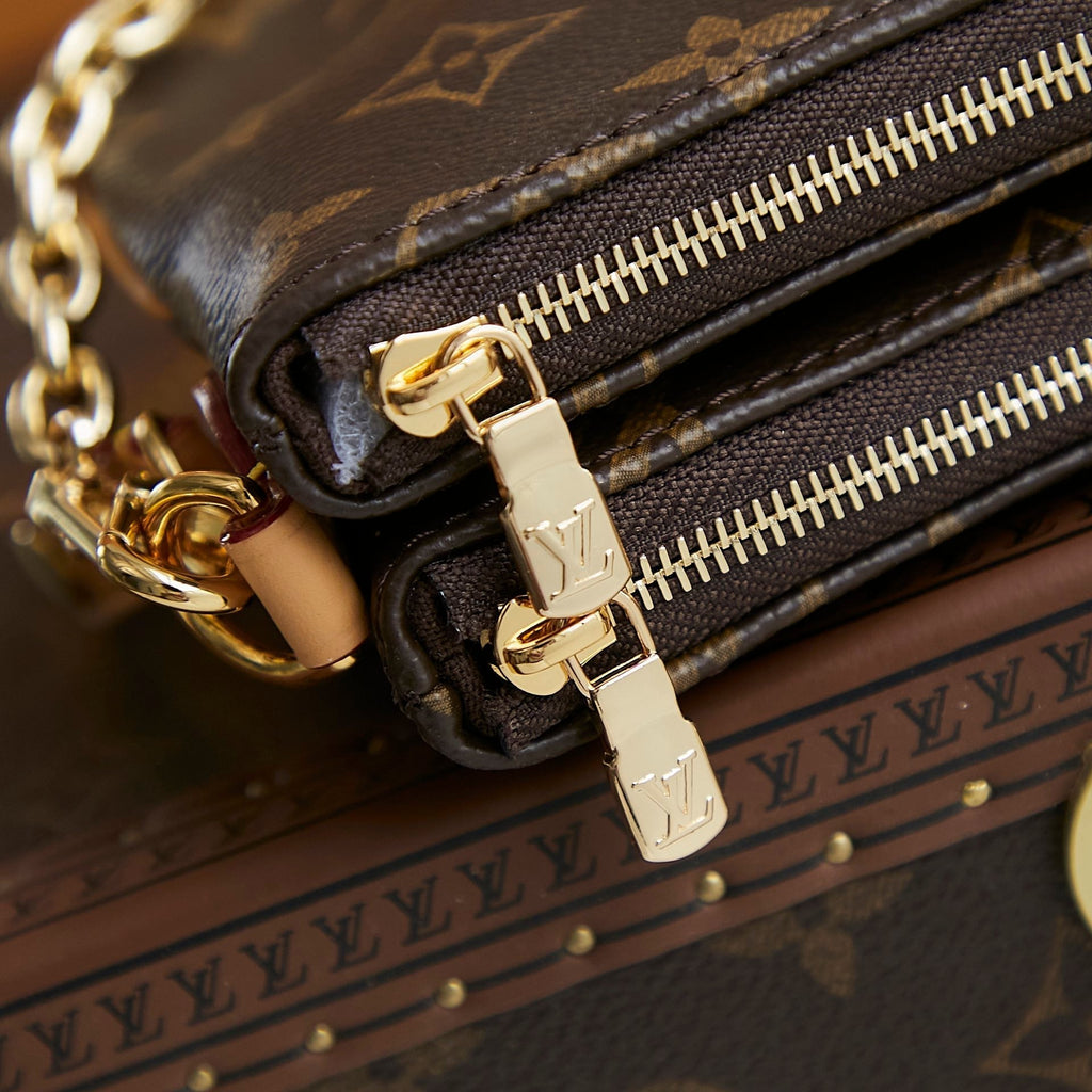 Louis Vuitton LIV POCHETTE 24 IN BROWN MONOGRAM CANVAS GOLD HARDWARE