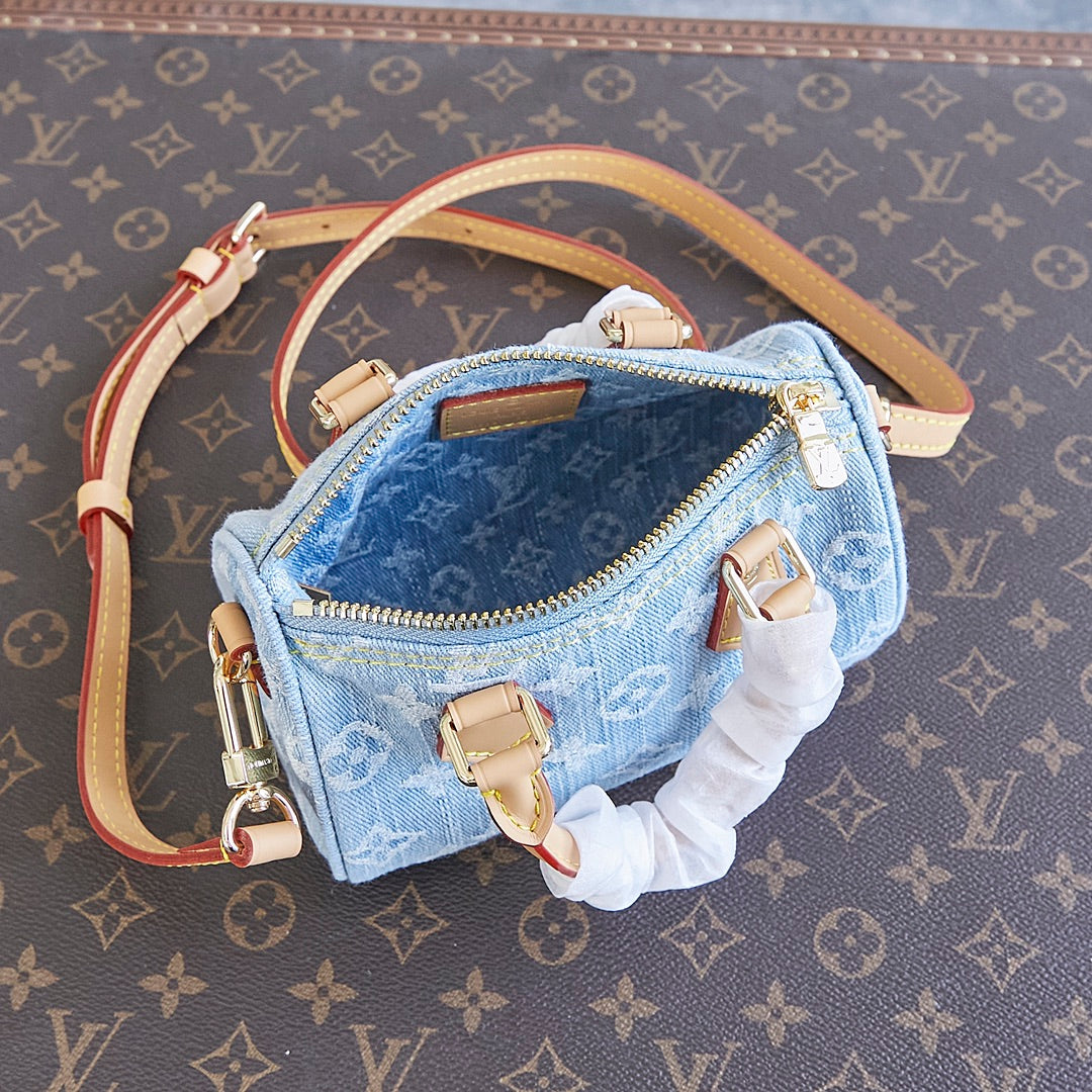 Louis Vuitton NANO SPEEDY 16 IN LIGHT BLUE MONOGRAM DENIM