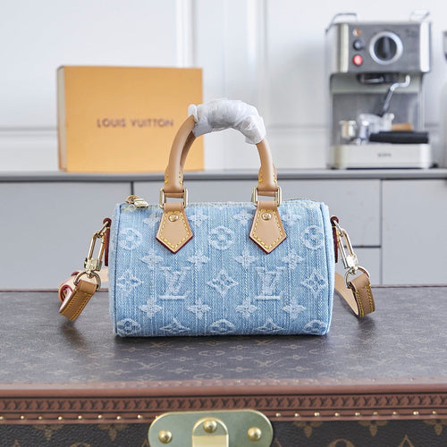 Louis Vuitton NANO SPEEDY 16 IN LIGHT BLUE MONOGRAM DENIM