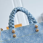 Louis Vuitton LET GO PM 28 IN LIGHT BLUE MONOGRAM DENIM GOLD HARDWARE