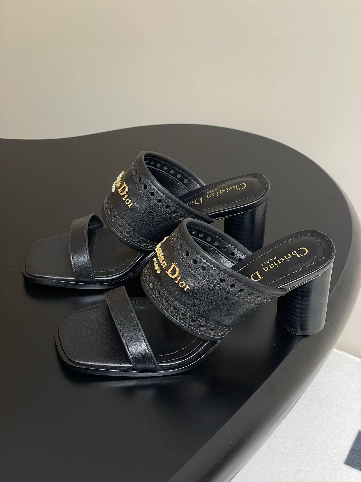 DIOR 25 D-Lane Heeled Slide Double Strap Calfskin