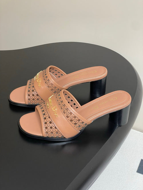 DIOR 25 D-Lane Heeled Slide Calfskin