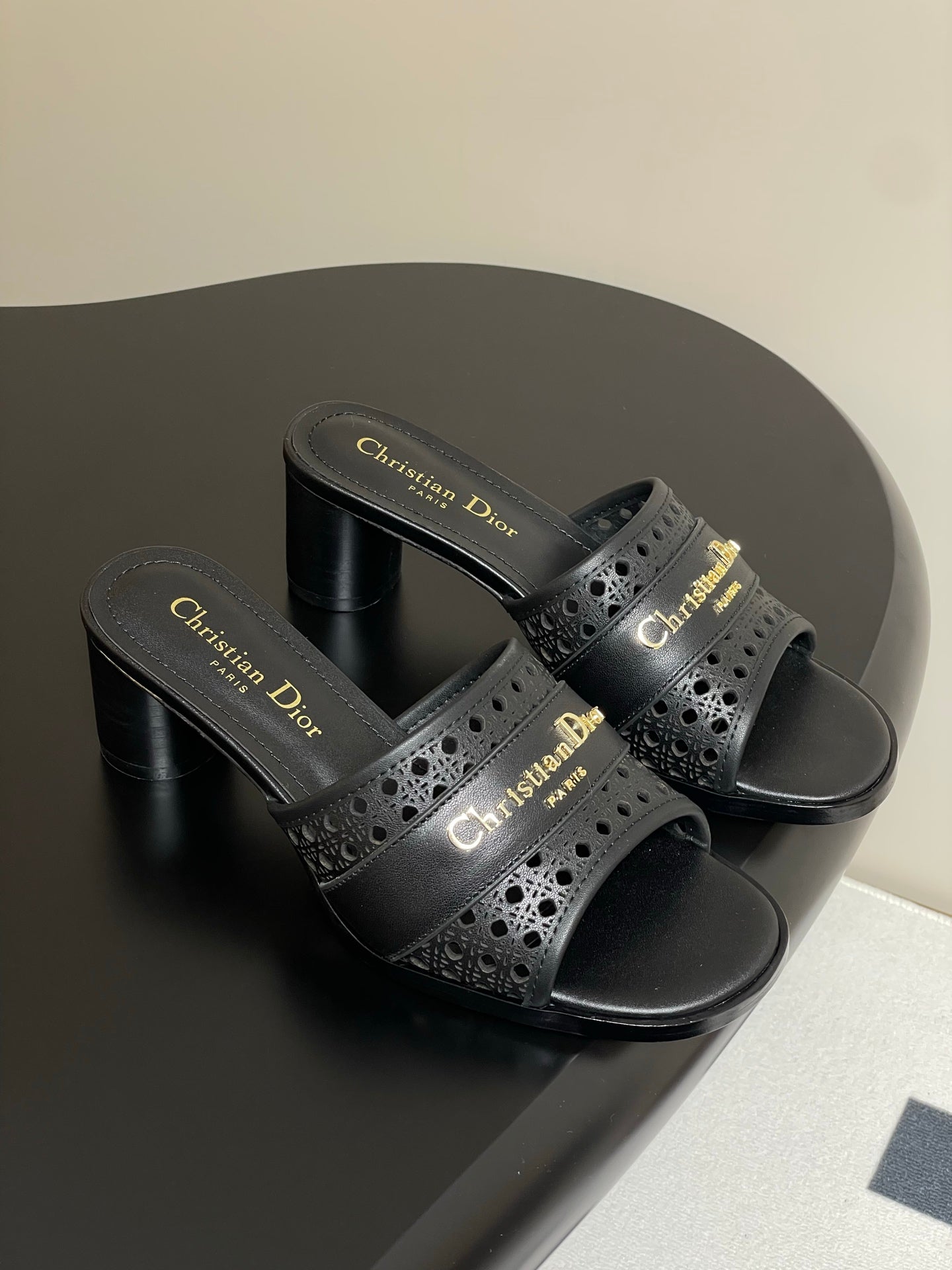 DIOR 25 D-Lane Heeled Slide Calfskin