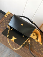 Louis Vuitton WALLET ON CHAIN CAPUCINES 23 IN BLACK SMOOTH CALFSKIN GOLD HARDWARE