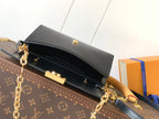 Louis Vuitton WALLET ON CHAIN CAPUCINES 23 IN BLACK SMOOTH CALFSKIN GOLD HARDWARE