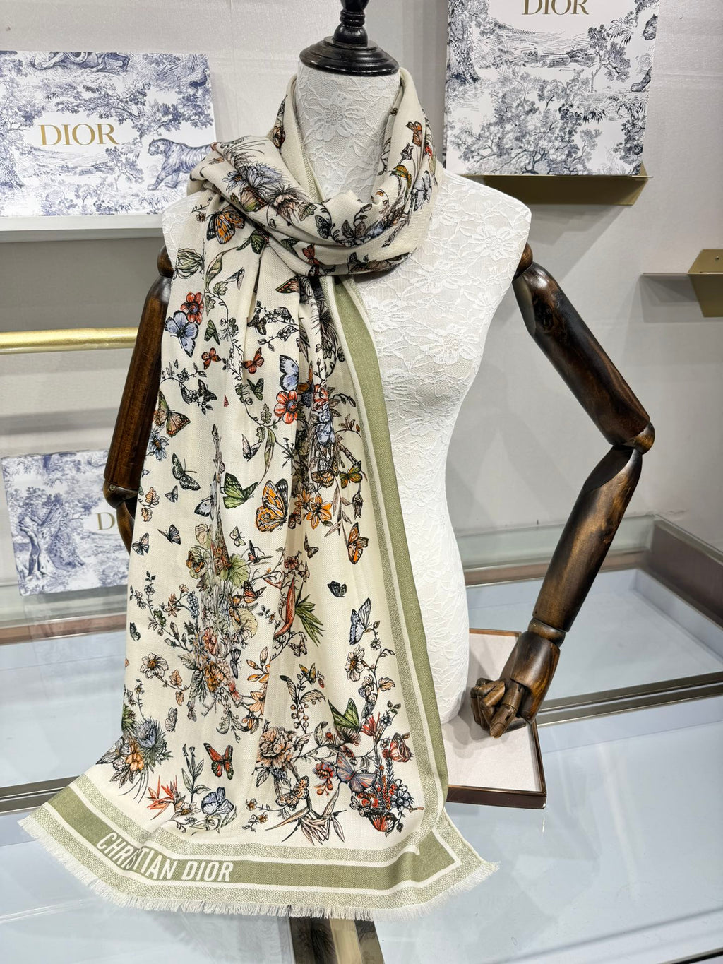 DIOR SCARF 180 CM IN COLORFUL CASHMERE AND SILK 408422