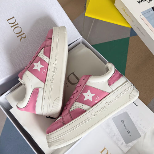 DIOR star sneaker white pink calfksin