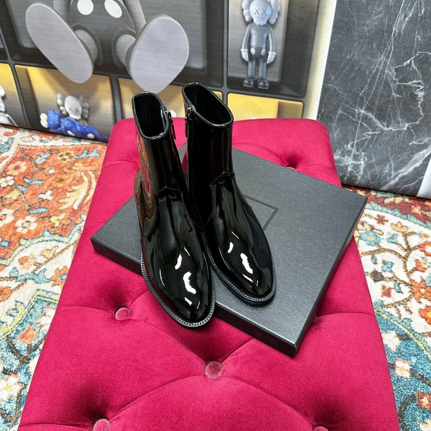 Saint Laurent SL YVES NEW BOOTS BLACK POLISHED CALFSKIN