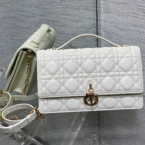 DIOR MISS TOP HANDLE 24CM WHITE LAMBSKIN