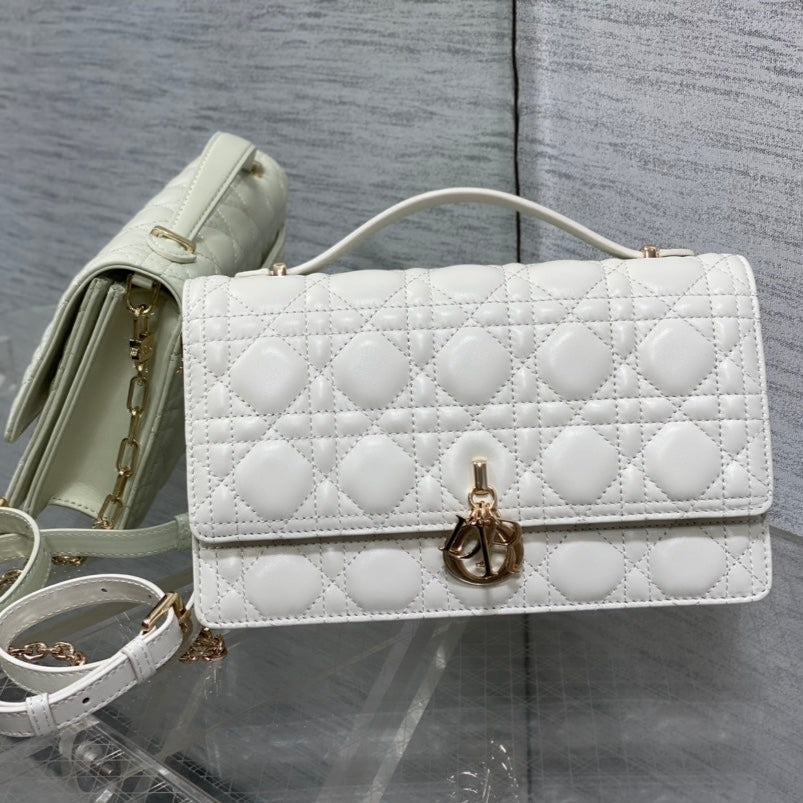 DIOR MY 24 TOP HANDLE BAG WHITE LAMBSKIN