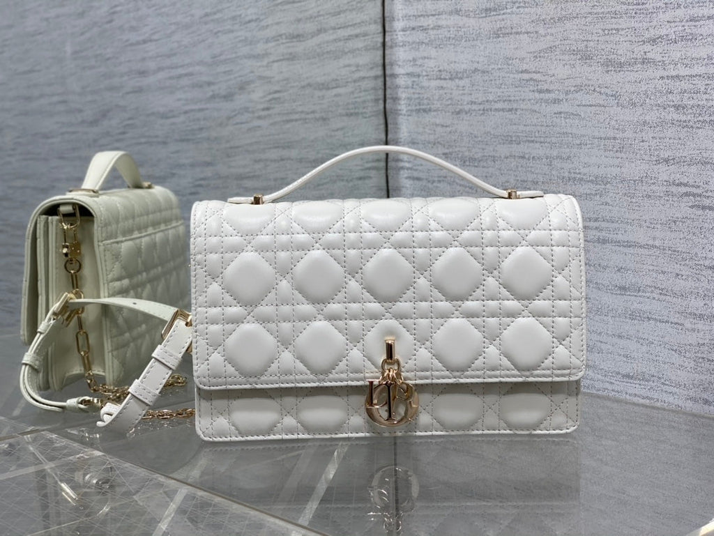 DIOR MY 24 TOP HANDLE BAG WHITE LAMBSKIN