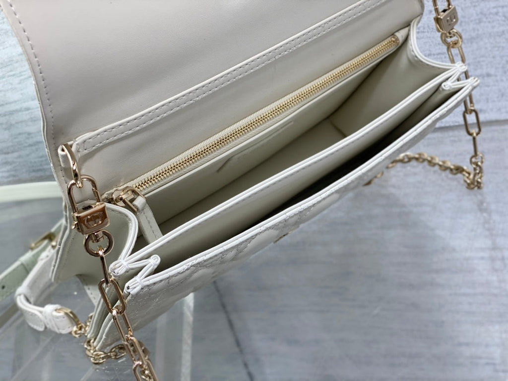 DIOR MISS TOP HANDLE 24CM WHITE LAMBSKIN