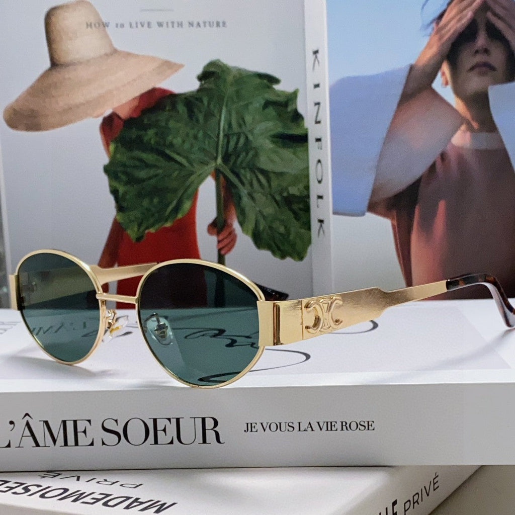 Celine TRIOMPHE SUNGLASSES 548596 IN METAL BLACK LENSES