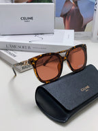 Celine TRIOMPHE SUNGLASSES 573251 IN HAVANA ACETATE METAL LOGO