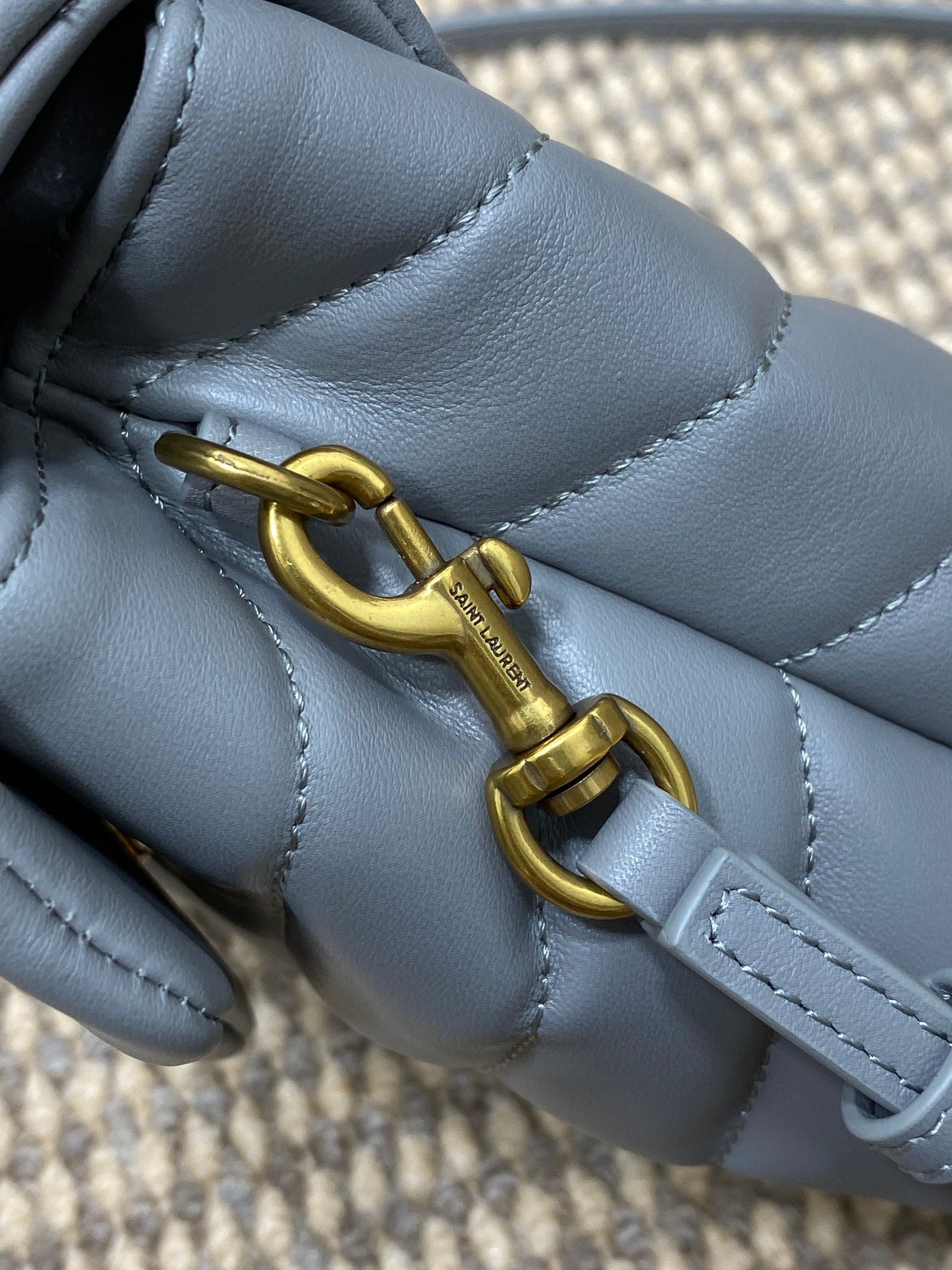 Saint Laurent LOULOU MINI BAG 20 IN ASH BLUE QUILTED LAMBSKIN GOLD HARDWARE