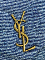 Saint Laurent LOULOU MINI BAG 20 IN BLUE DENIM GOLD HARDWARE