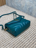 Saint Laurent LOULOU MINI BAG 20 IN DARK CYAN LAMBSKIN GOLD HARDWARE