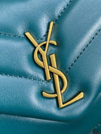 Saint Laurent LOULOU MINI BAG 20 IN DARK CYAN LAMBSKIN GOLD HARDWARE