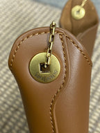 Saint Laurent FLAT SHOULDER BAG 23 IN TAWNY BROWN CALFSKIN GOLD CHAIN
