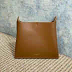 Saint Laurent FLAT SHOULDER BAG 23 IN TAWNY BROWN CALFSKIN GOLD CHAIN