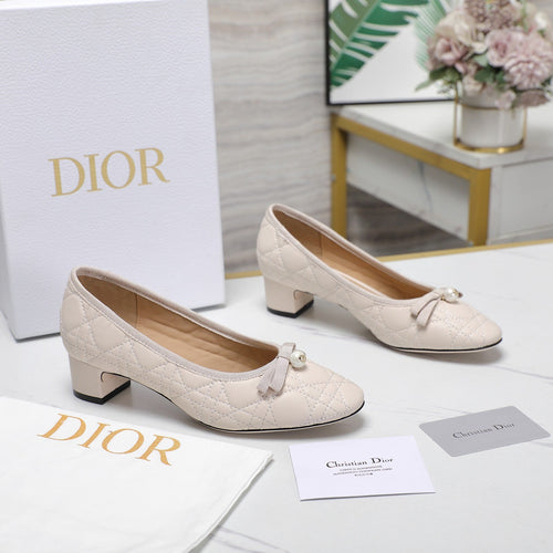 DIOR Pump 40mm In White Pink Quilted Calfskin 995266