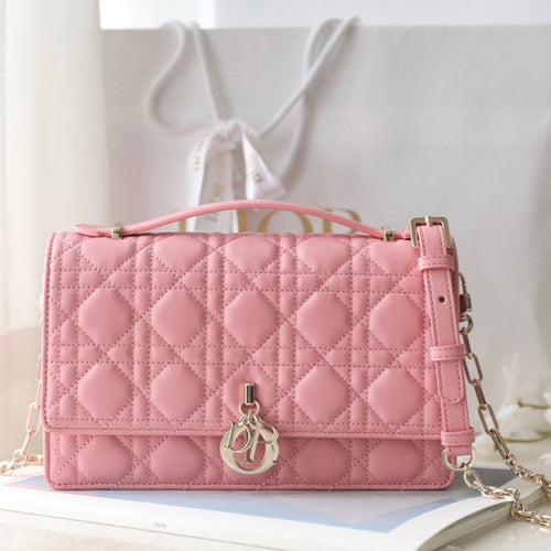 DIOR MINI 24 TOP-HANDLE LIGHT PINK LAMBSKIN