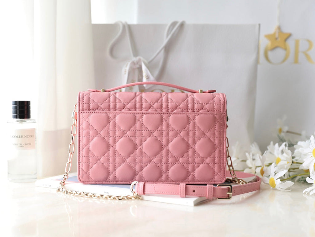 DIOR MINI 24 TOP-HANDLE LIGHT PINK LAMBSKIN