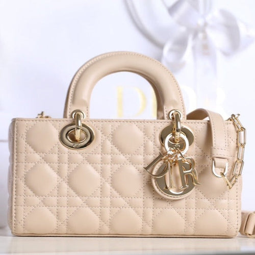 DIOR SMALL LADY D-JOY 22 IN LIGHT PINK LAMBSKIN