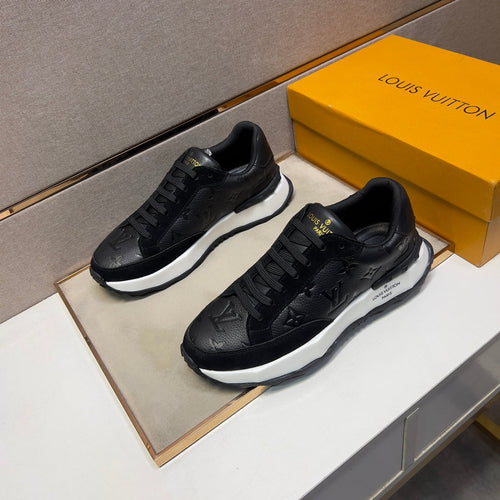 Louis Vuitton TRAINER SNEAKER BLACK EMBOSSED CALFSKIN AND SUEDE