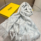 FENDI FF 170 CM SCARF IN DOVE GREY WOOL AND CASHMERE
