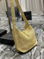 Saint Laurent YSL HOBO BAG 30CM BEIGE RAFFIA