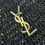 Saint Laurent TOTE BAG 40 IN BLACK RAFFIA GOLD LOGO
