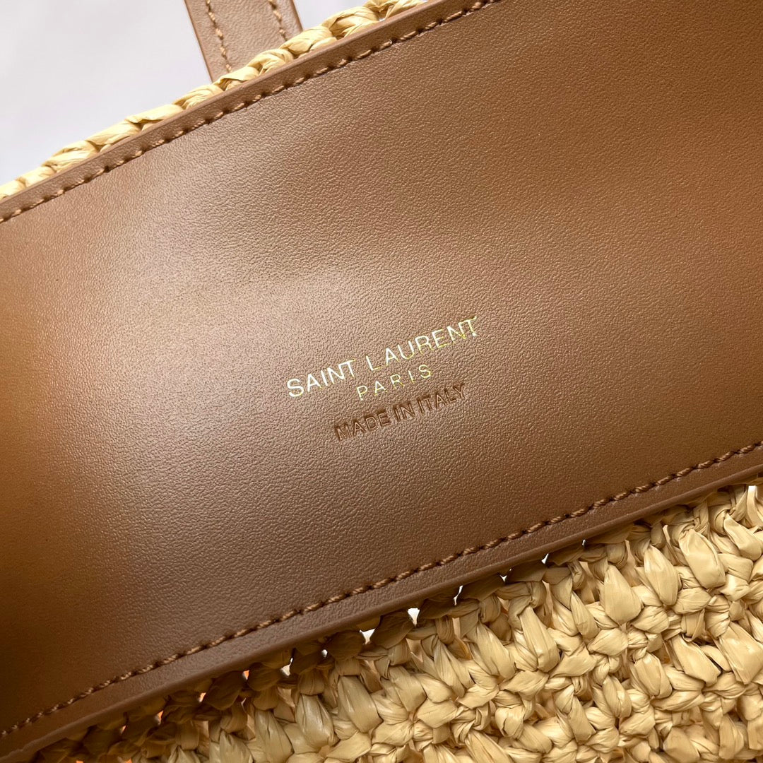 Saint Laurent YSL LE 37 20CM BEIGE RAFFIA BUCKET BAG