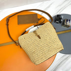 Saint Laurent YSL LE 37 20CM BEIGE RAFFIA BUCKET BAG